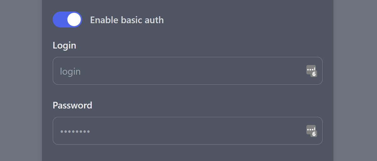 Basic auth credentials for URL under monitoring