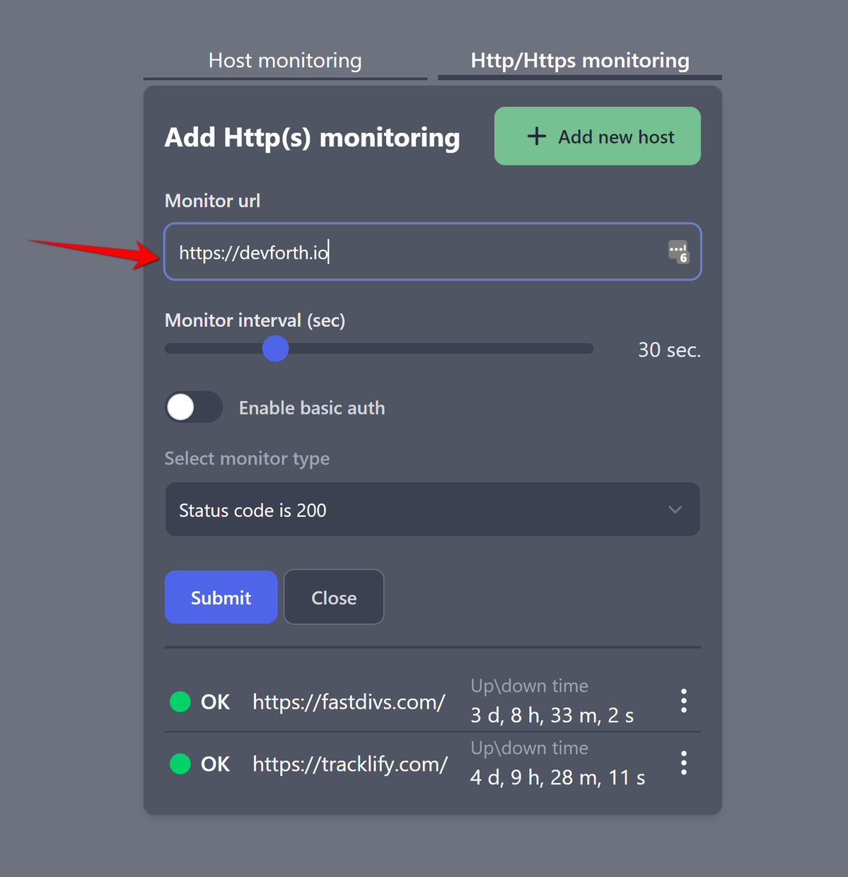 Adding HTTP(s) monitor