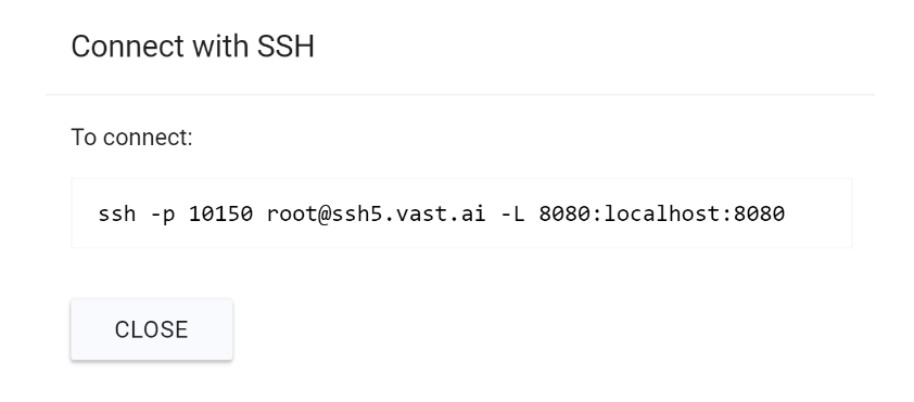 Connection to Vast.ai instance with 8080 port tunneling