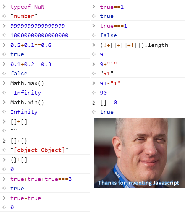 Thanks for inventing JavaScript Meme