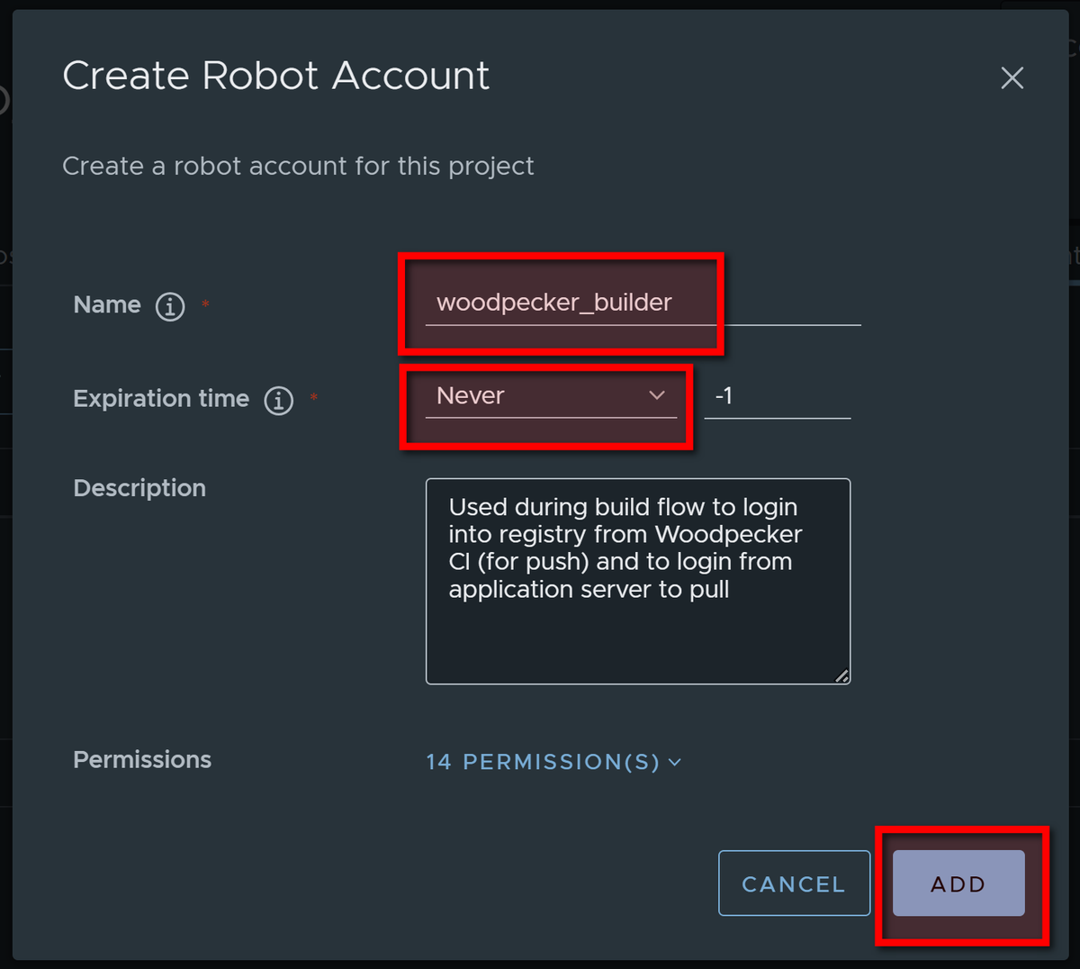 Creating Robot account