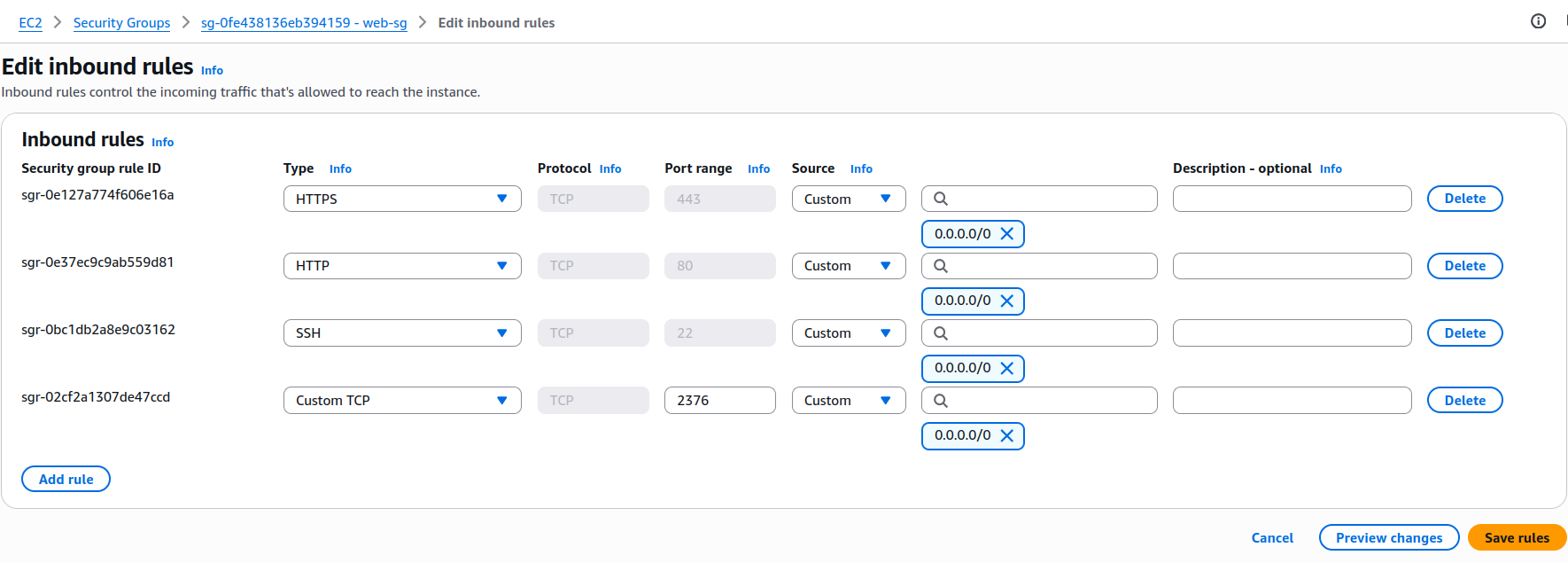 Security Group Configuration